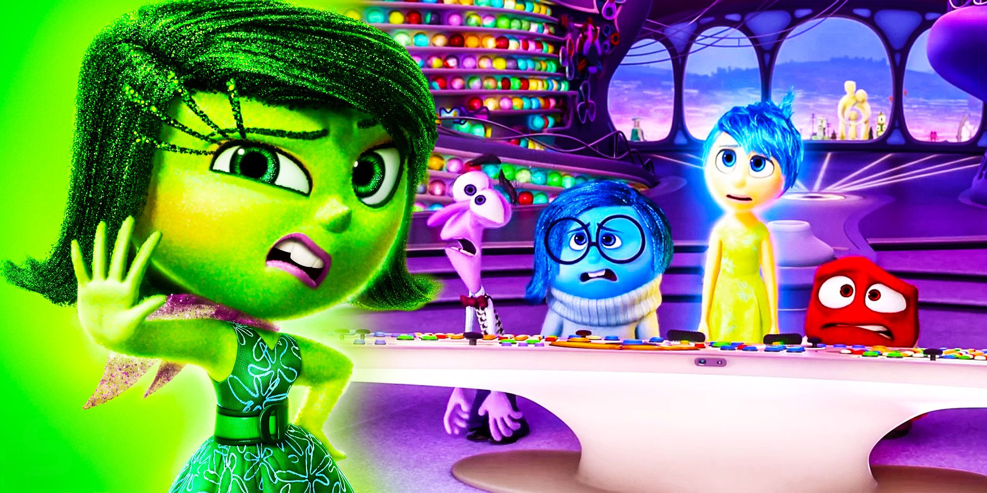 Inside out 2 disgust alongside other emotions looking sad