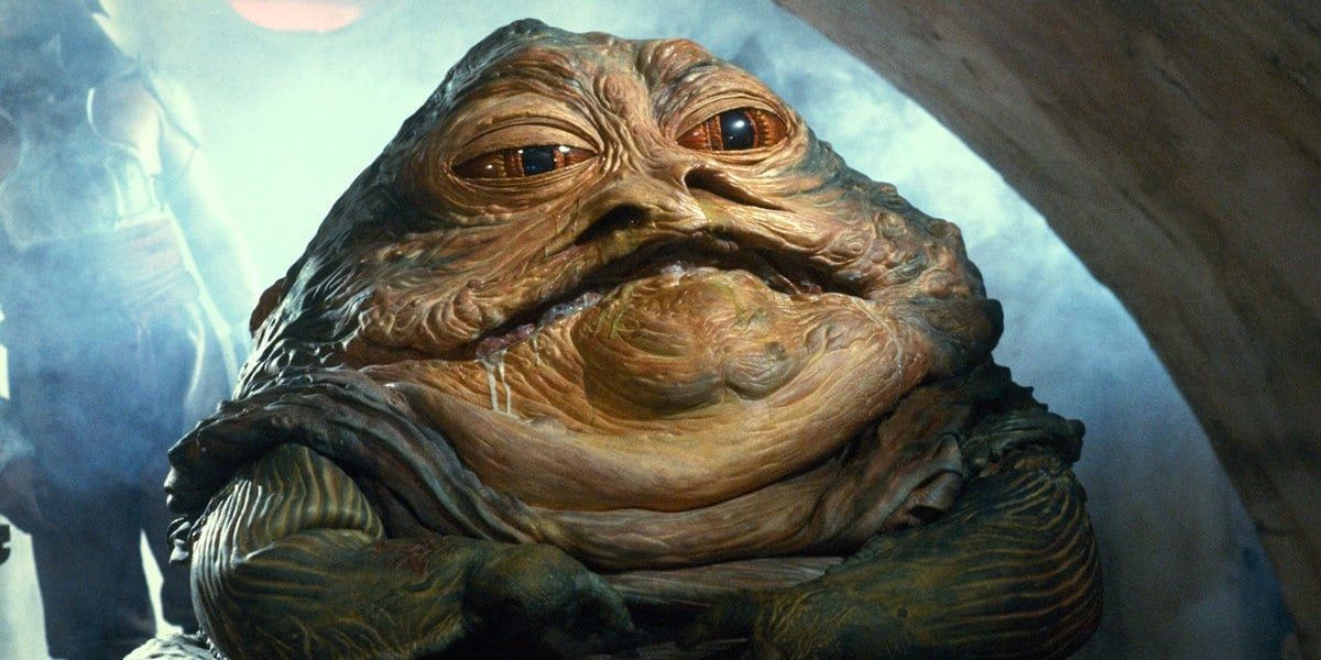Jabba the Hutt in his palace in Star Wars