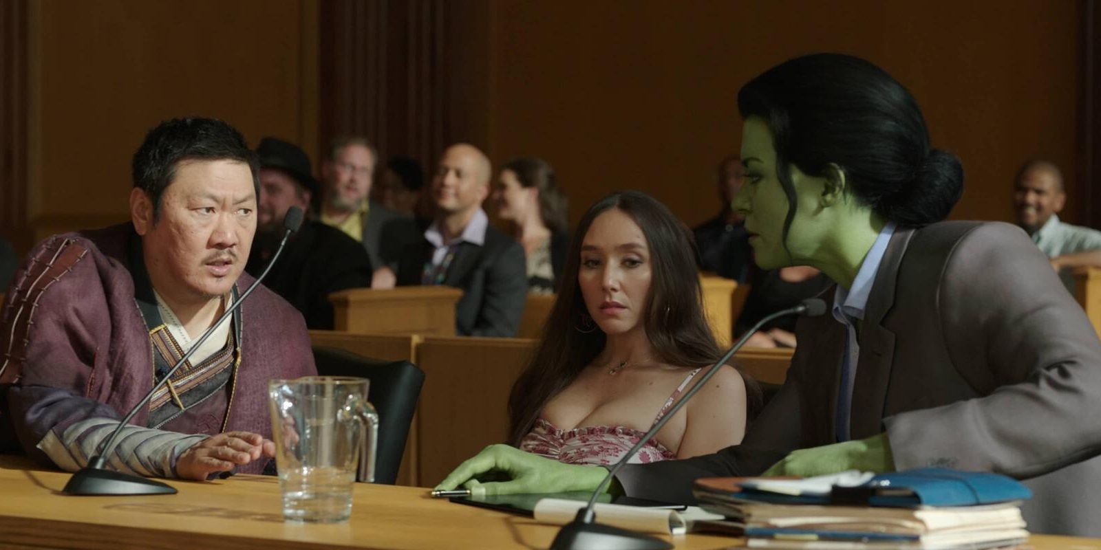 Jen, Wong, and Madisynn in court in She-Hulk
