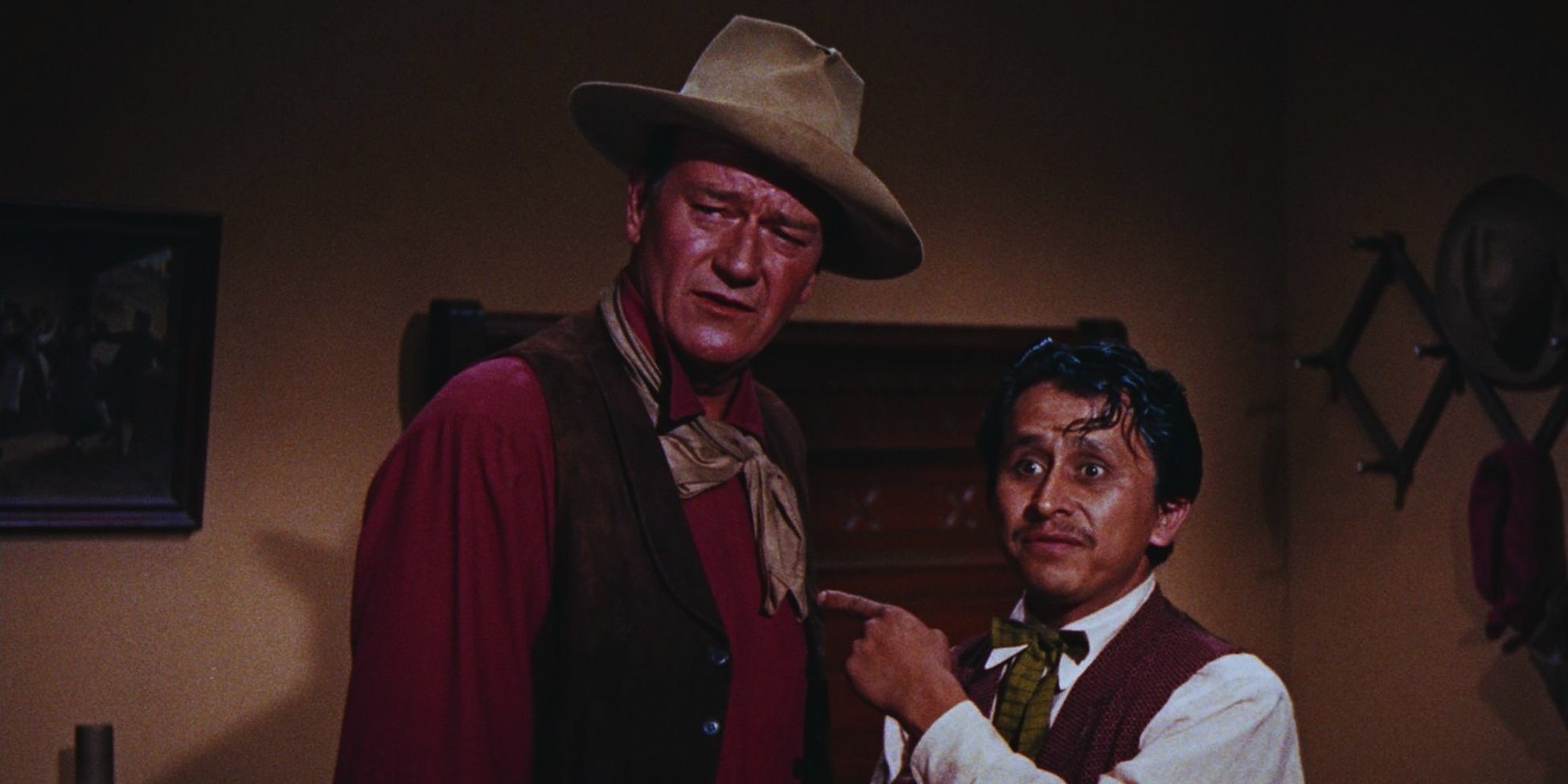 John Wayne in a sheriff's uniform in Rio Bravo