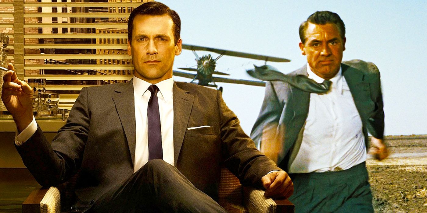 Jon Hamm as Don Draper in Mad Men and Cary Grant as Roger Thornhill in North by Northwest
