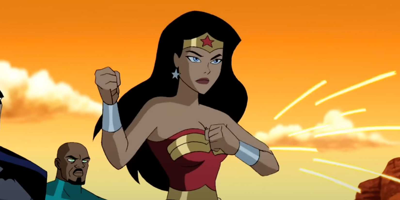 Justice League Unlimited’s Wonder Woman with clenched fists