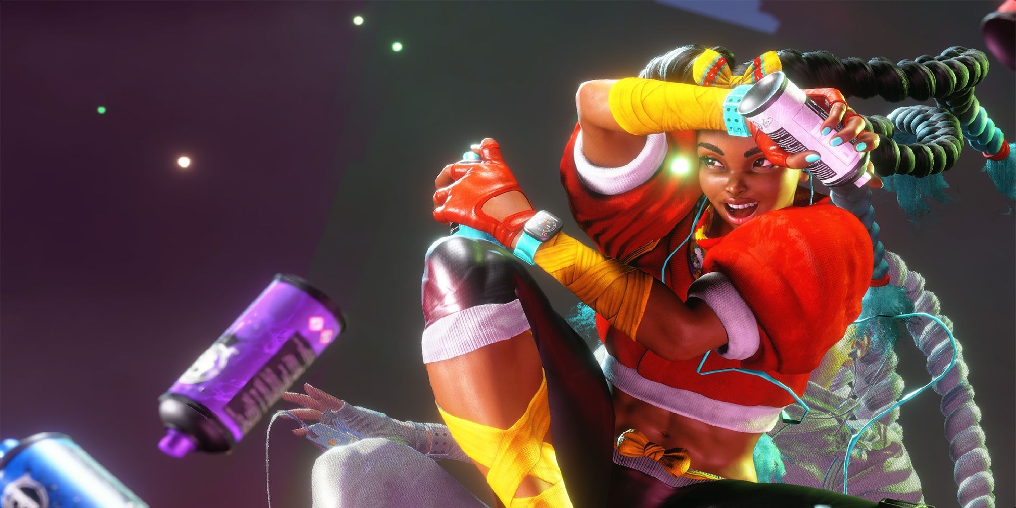 Kimberly, new character in Street Fighter 6, armed with spray cans.