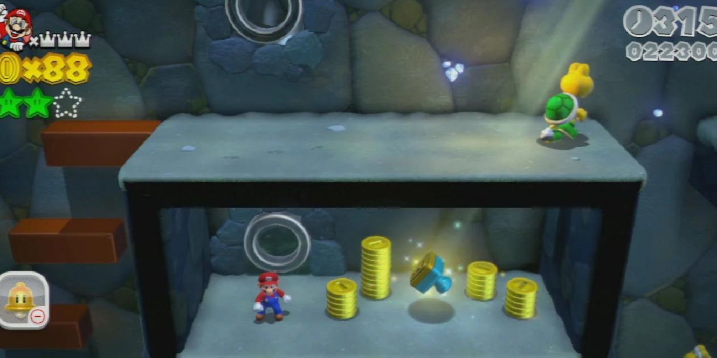 Mario at Koopa Troopa Cave in Super Mario 3D World.