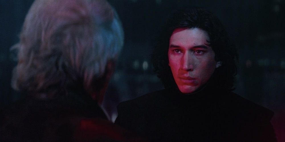 Kylo Ren confronts Han Solo in The Force Awakens