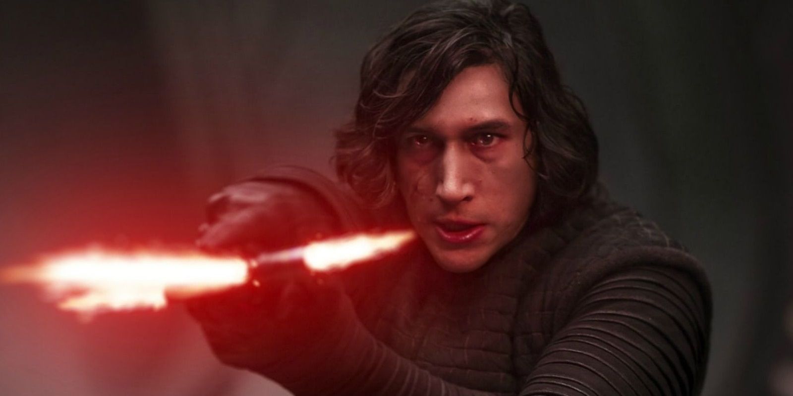 Kylo Ren with his lightsaber in Star Wars