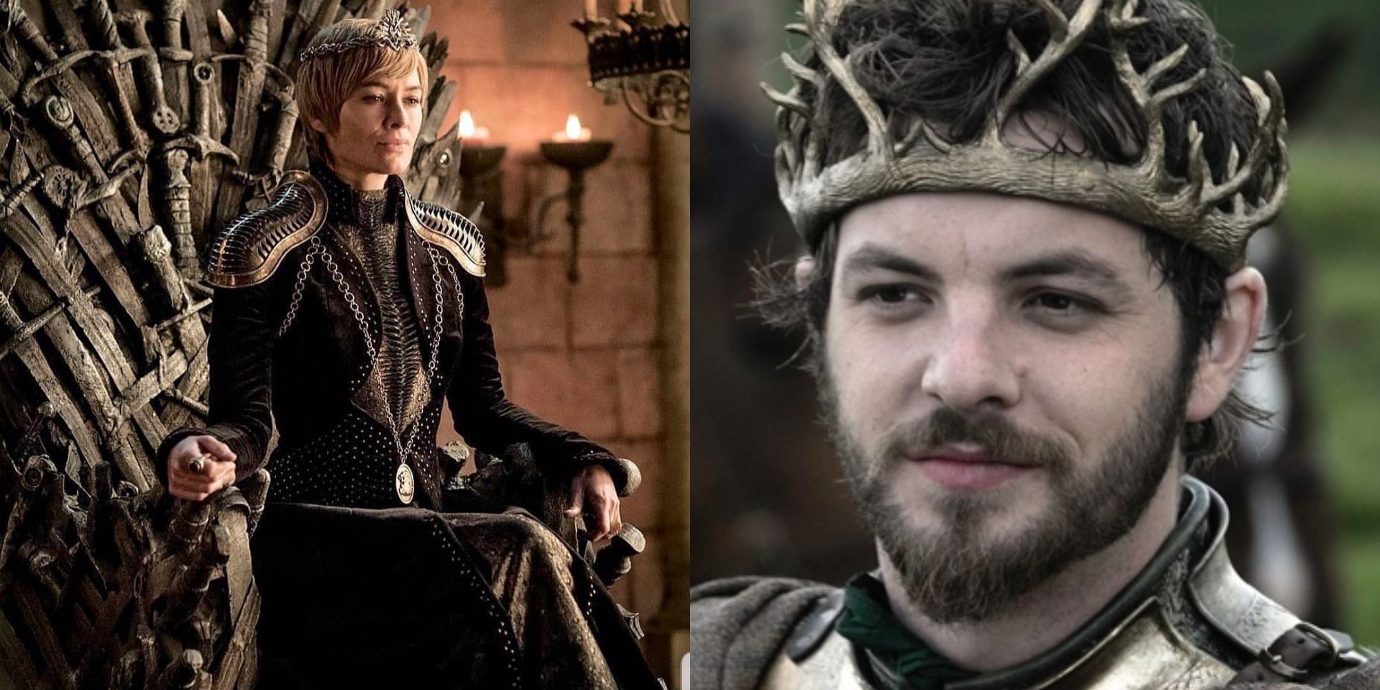 Split image showing Cersei Lannister and Renly Baratheon in Game of Thrones.