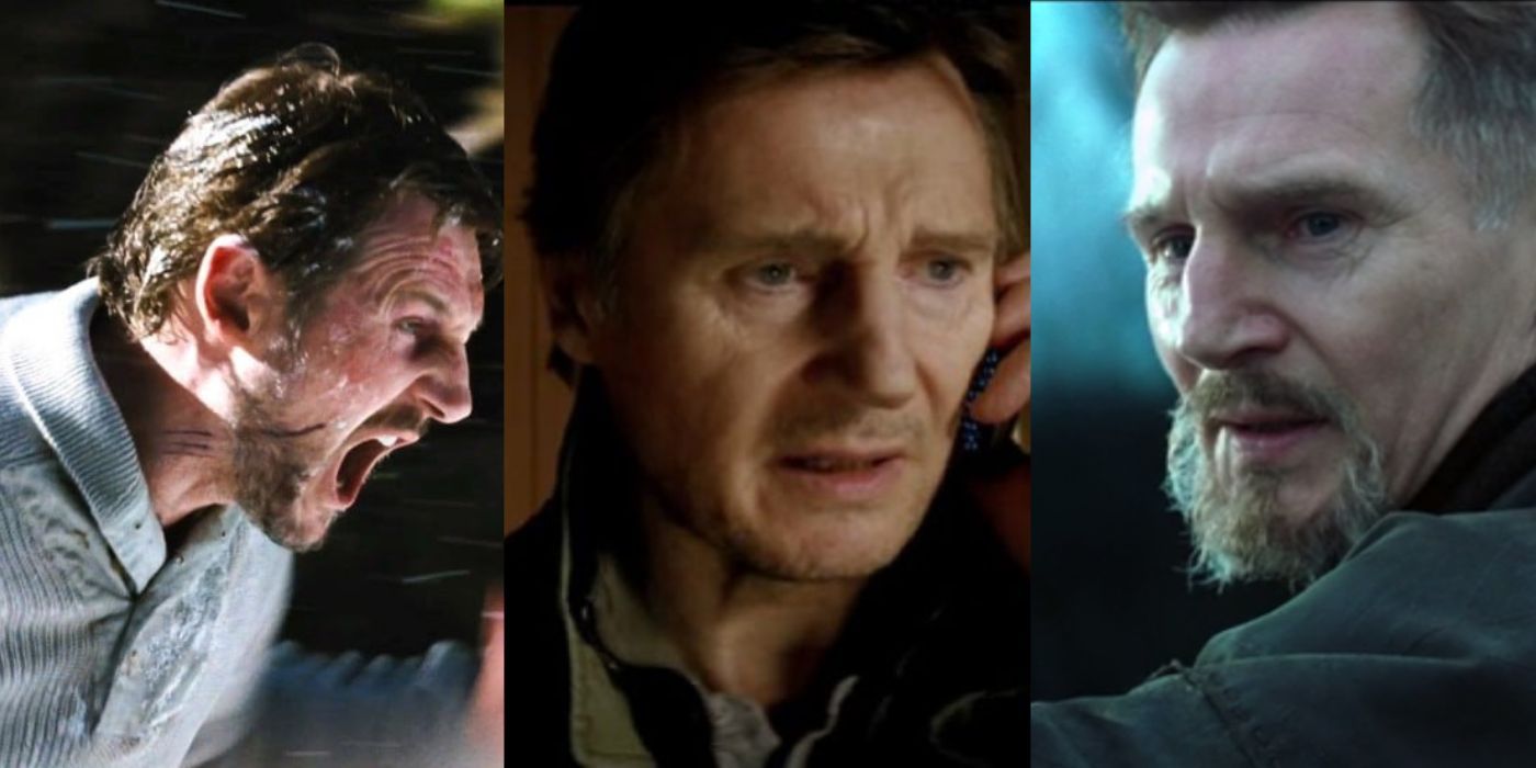 Three Vertical Liam Neeson Photos from The Grey, Taken and Batman Begins