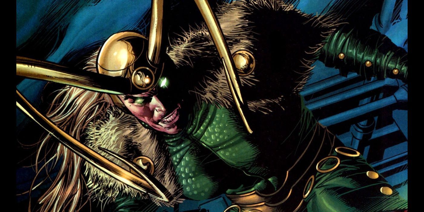 Loki appears with glowing eyes in Marvel Comics.
