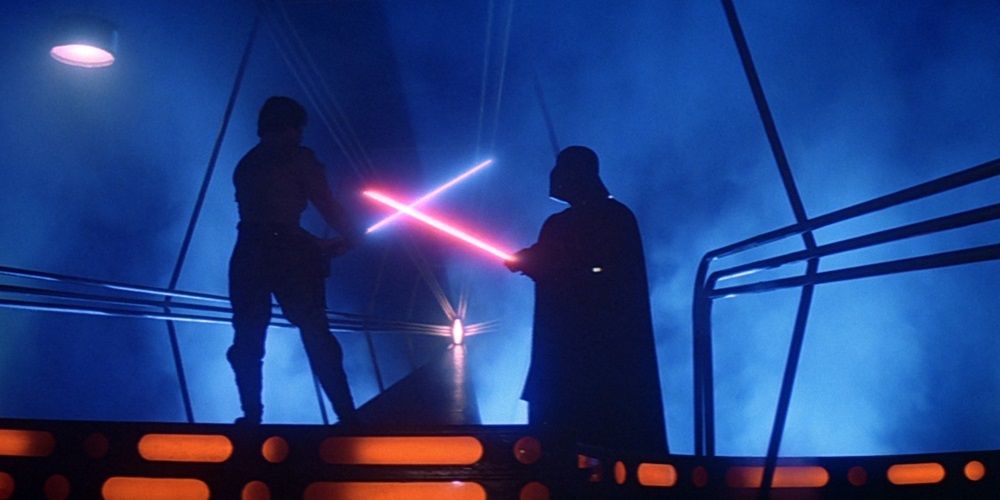 Luke duels with Vader in The Empire Strikes Back
