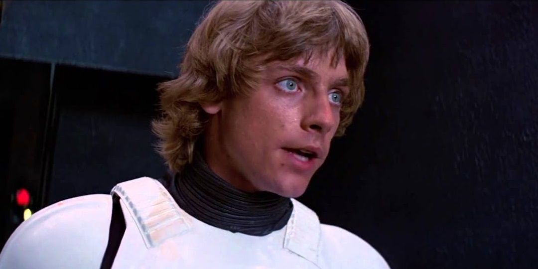 Luke in Stormtrooper armor on the Death Star in Star Wars