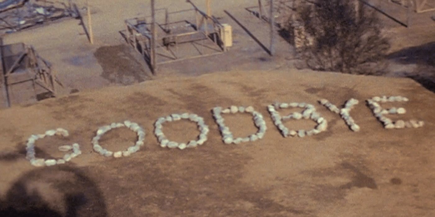 Goodbye written with rocks in the MASH series finale