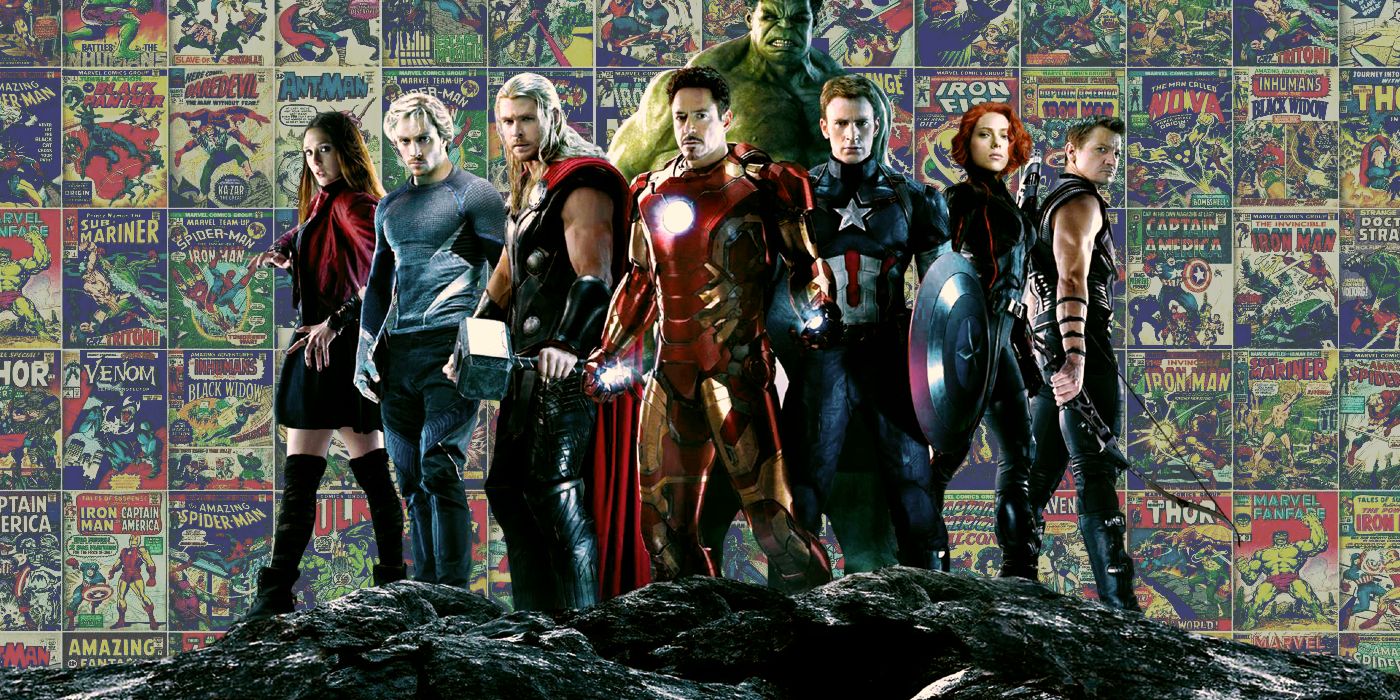 MCU Avengers on Comic Books Background