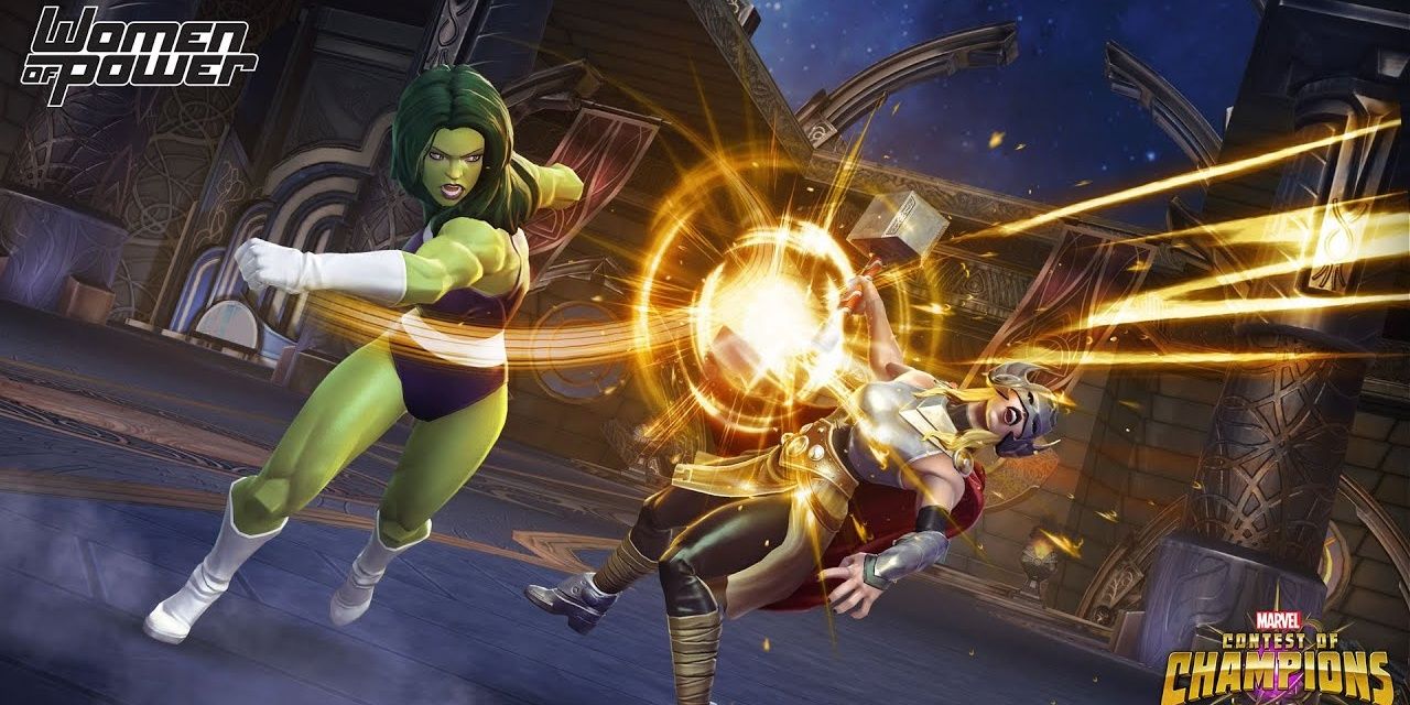 She-Hulk knocks out an opponent in Marvel Contest Of Champions (2014)