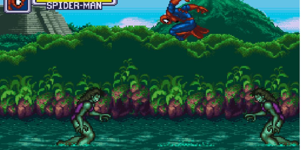 She-Hulk clones attack Spider-Man in Marvel Superheroes In War Of The Gems