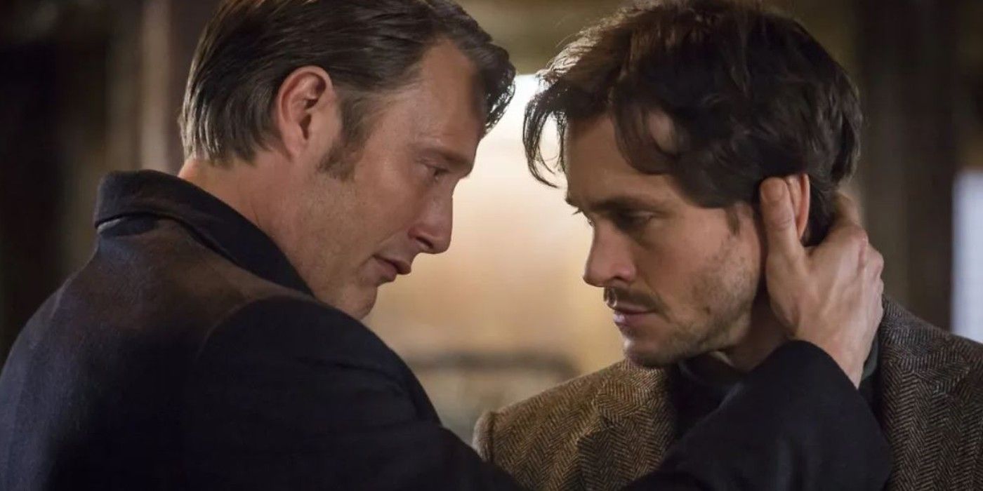 Hannibal holds Will's head in Hannibal