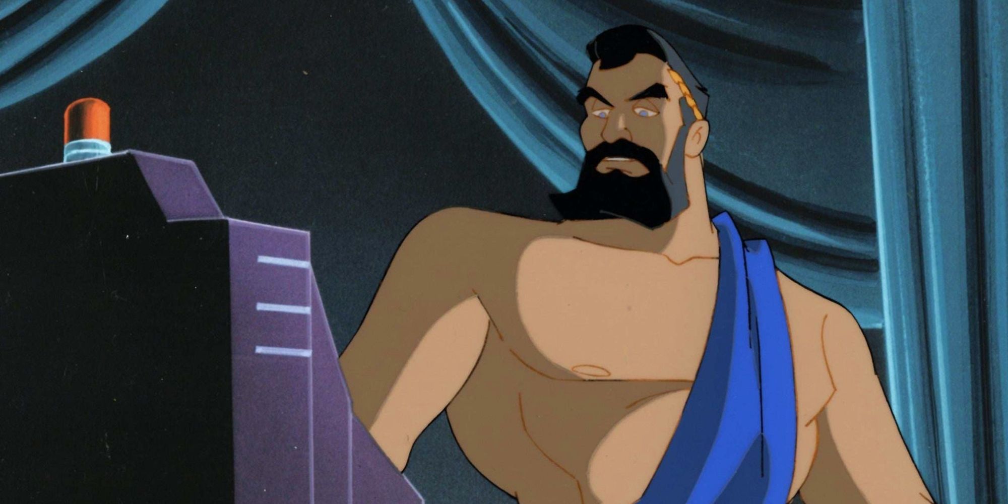 Maxie Zeus em seu trono em Fire From Olympus of Batman: The Animated Series