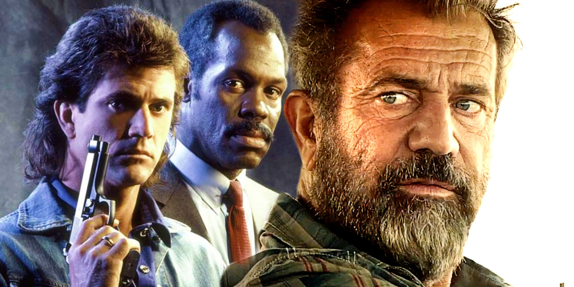 Mel Gibson and Danny Glover in Lethal Weapon and Gibson Today