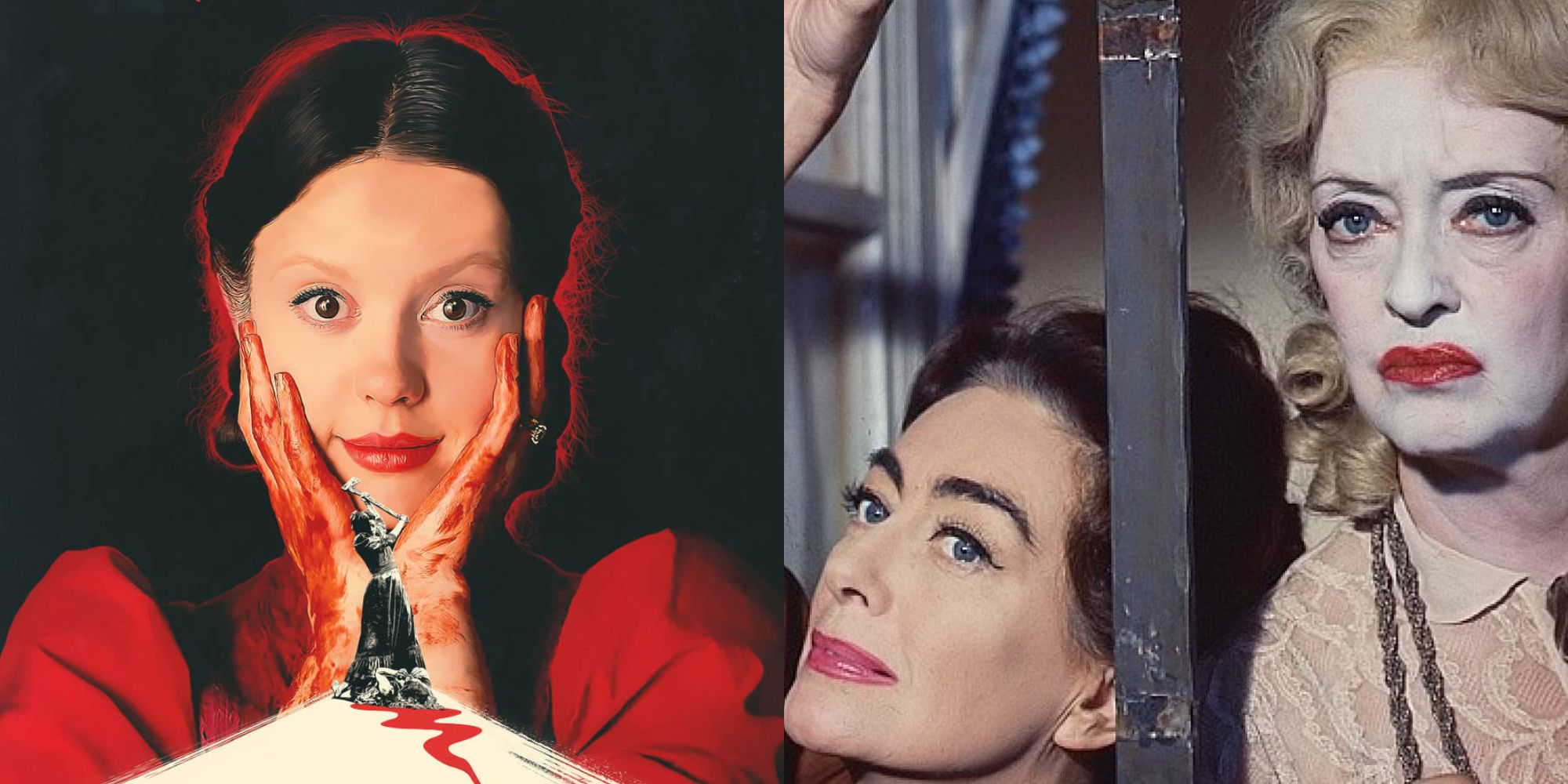 Split image showing Pearl on the poster for Pearl and Blanche and Hane Hudson in Whatever Happened To Baby Jane
