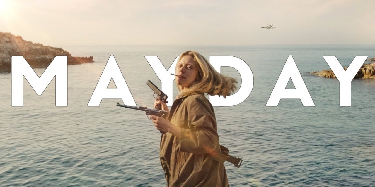 Mia Goth shooting guns and smoking a cigarette in Mayday Cropped
