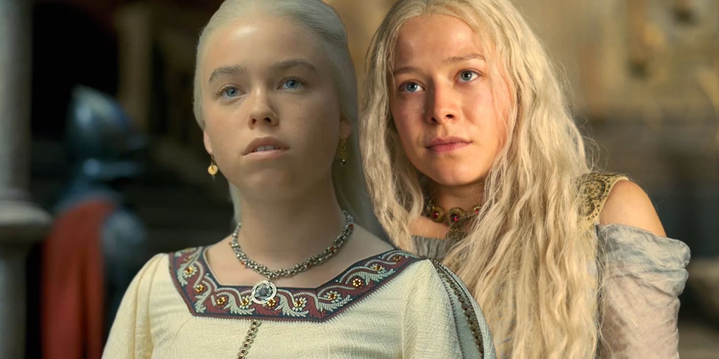 Milly Alcock and Emma D'Arcy as Rhaenyra Targaryen in House of the Dragon