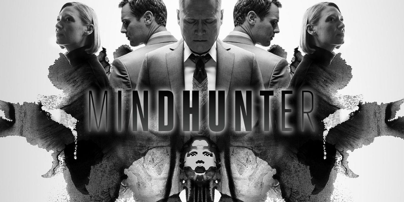 Arte promocional em preto e branco para Mindhunter da Netflix.