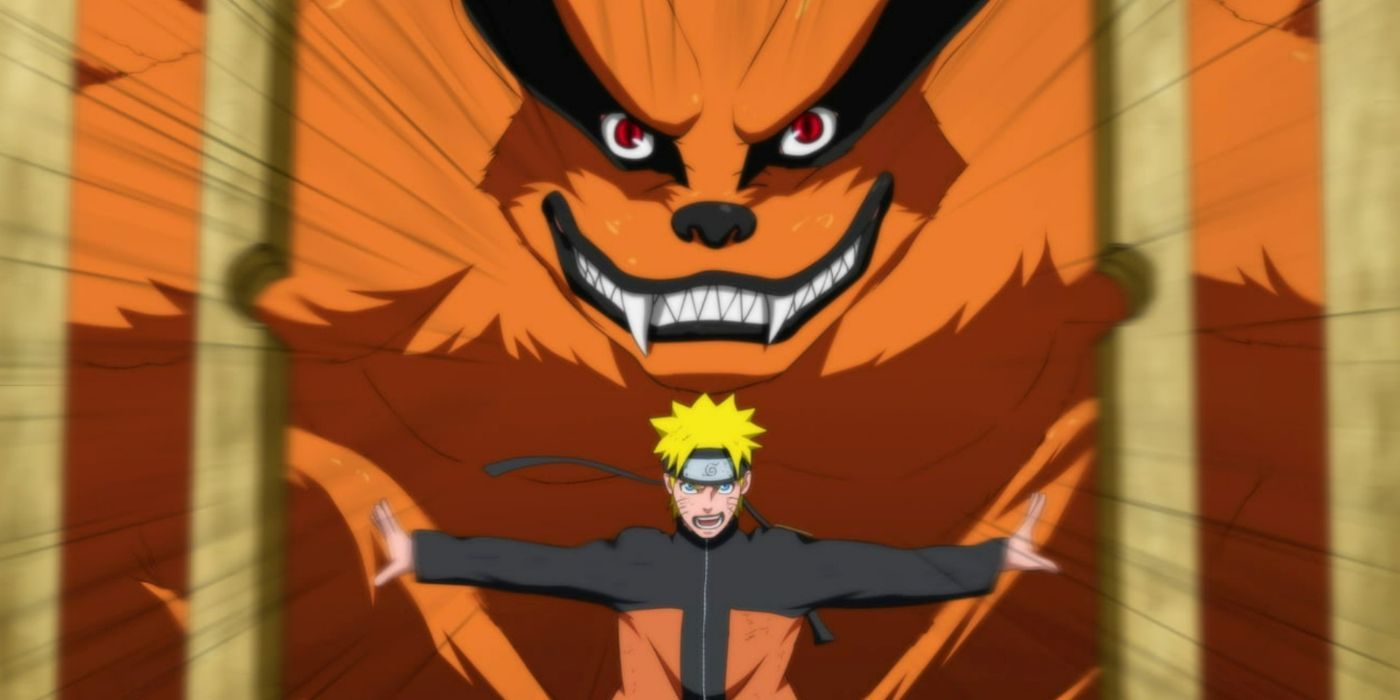 Naruto releasing Kurama in Naruto Shippuden.