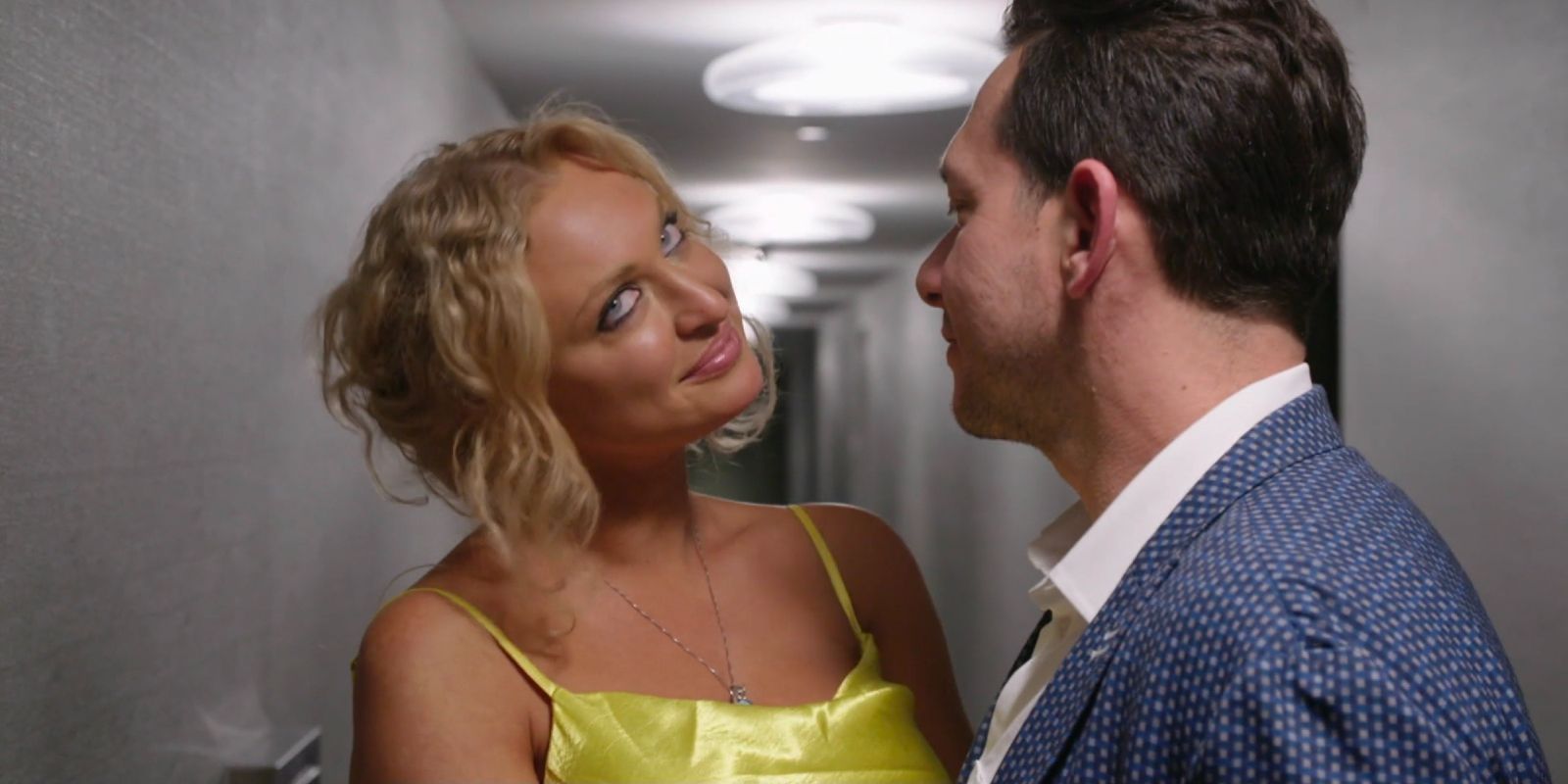 Natalie Mordovtseva and Josh Weinstein on 90 Day: The Single Life smiling with Natalie looking away