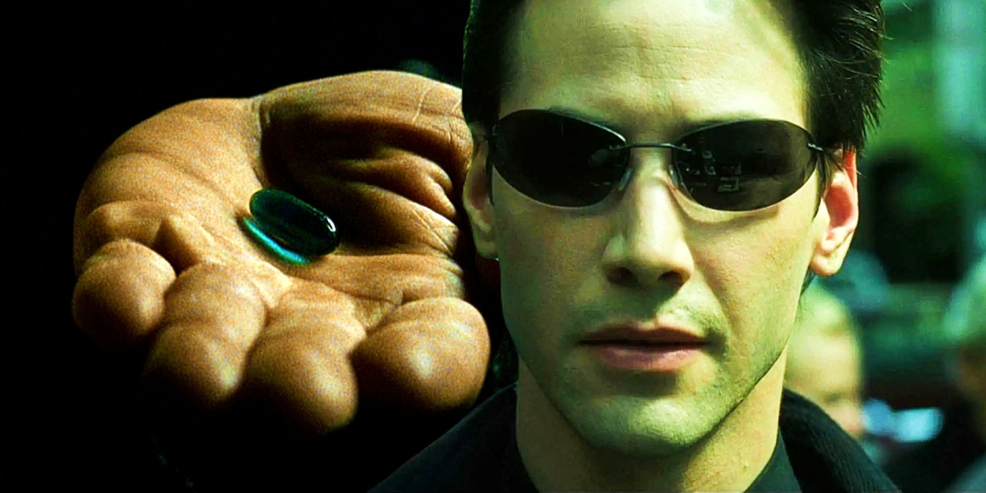 Neo e a pílula azul em Matrix