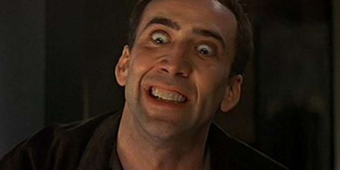 Nicolas Cage grinning at the end of Mandy
