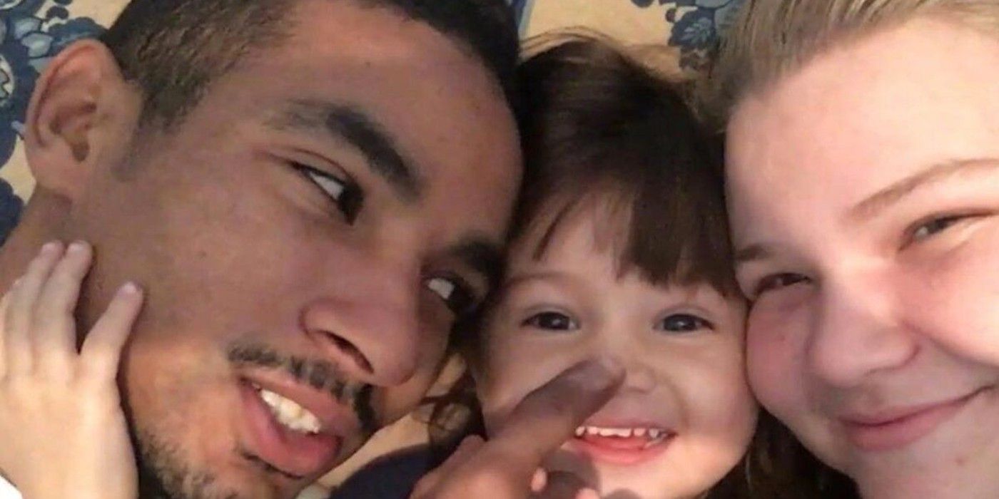 90 Day Fiancé: Nicole Nafziger, Azan Tefou, and May azan with his finger on May's nose
