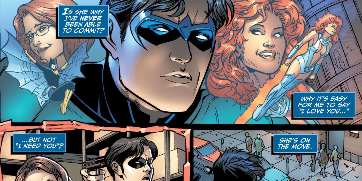 Nightwing looks over his first love to explain his commitment issues.