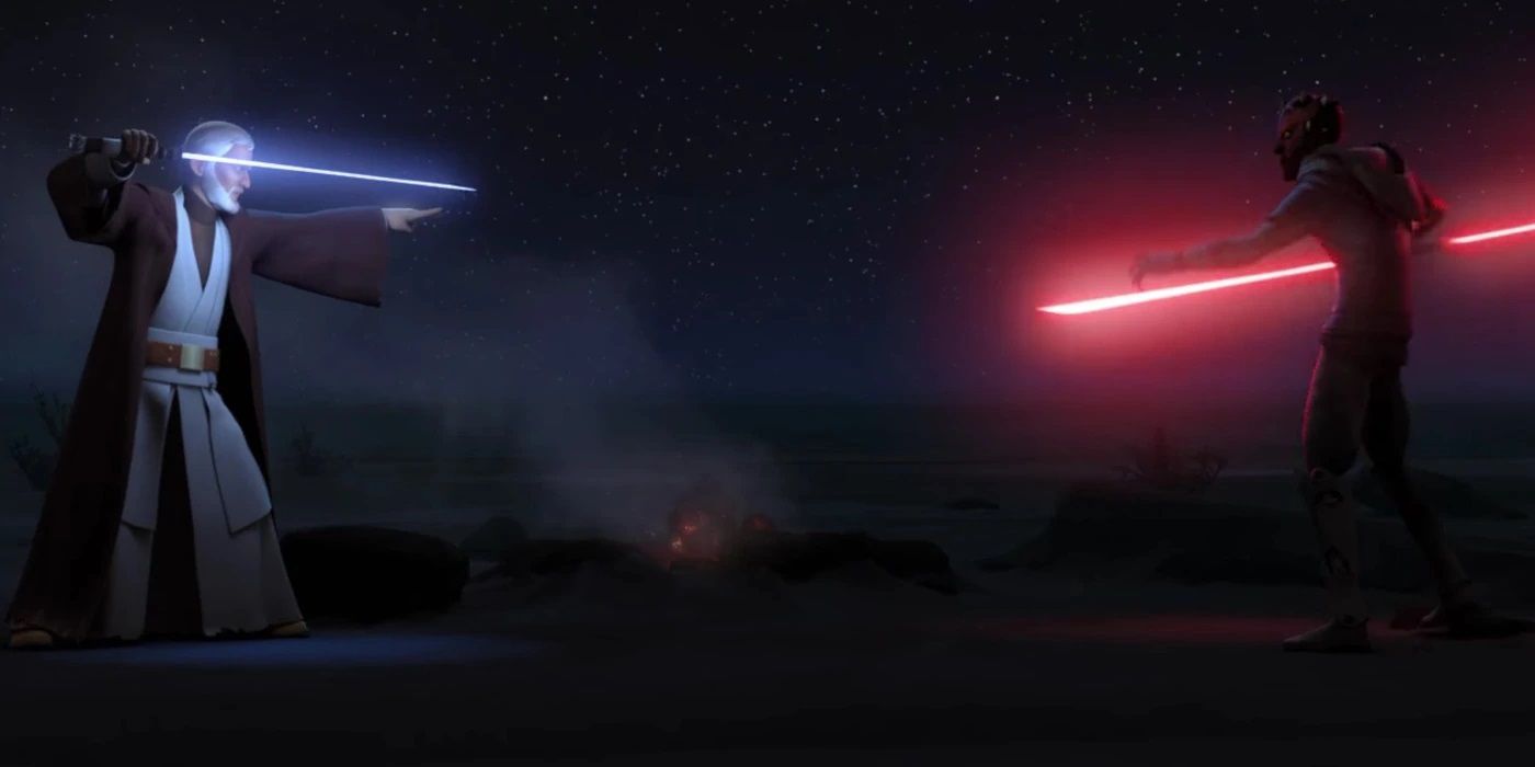 Obi-Wan confronts Maul in the Tatooine desert