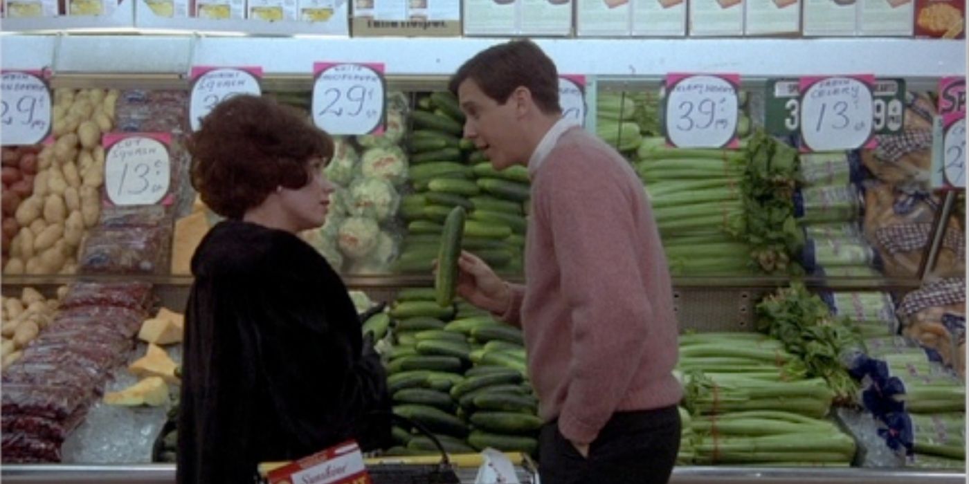 Otter in the vegetable section of the grocery story with Dean Wormer's wife in Animal House
