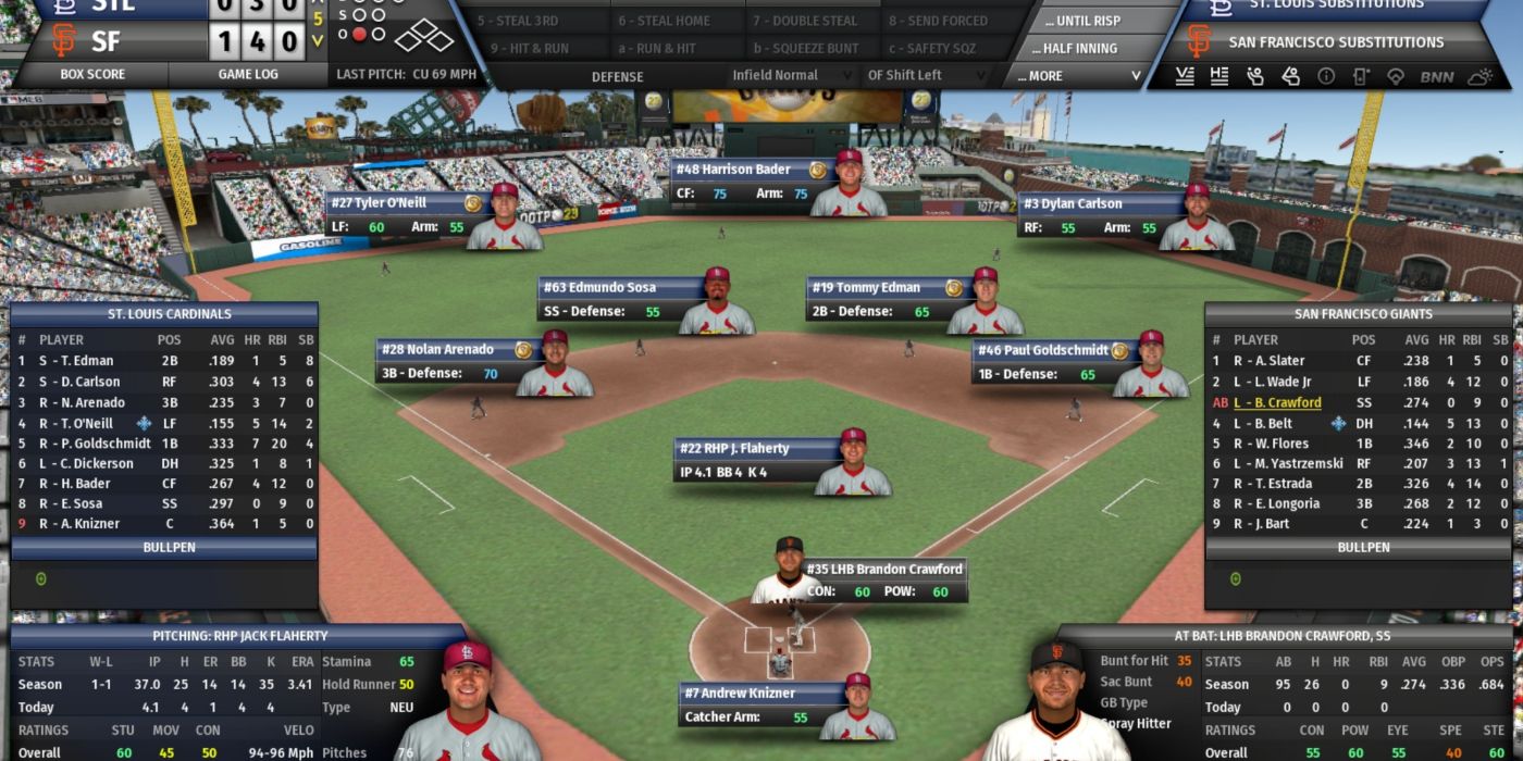 Out of the Park Baseball interface