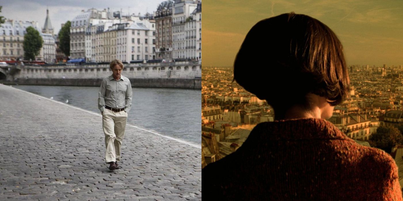 Owen Wilson walking along the seine in Paris/Amelie looking out over Paris