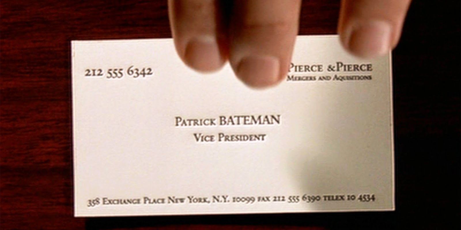 Patrick Bateman's business card in American Psycho.