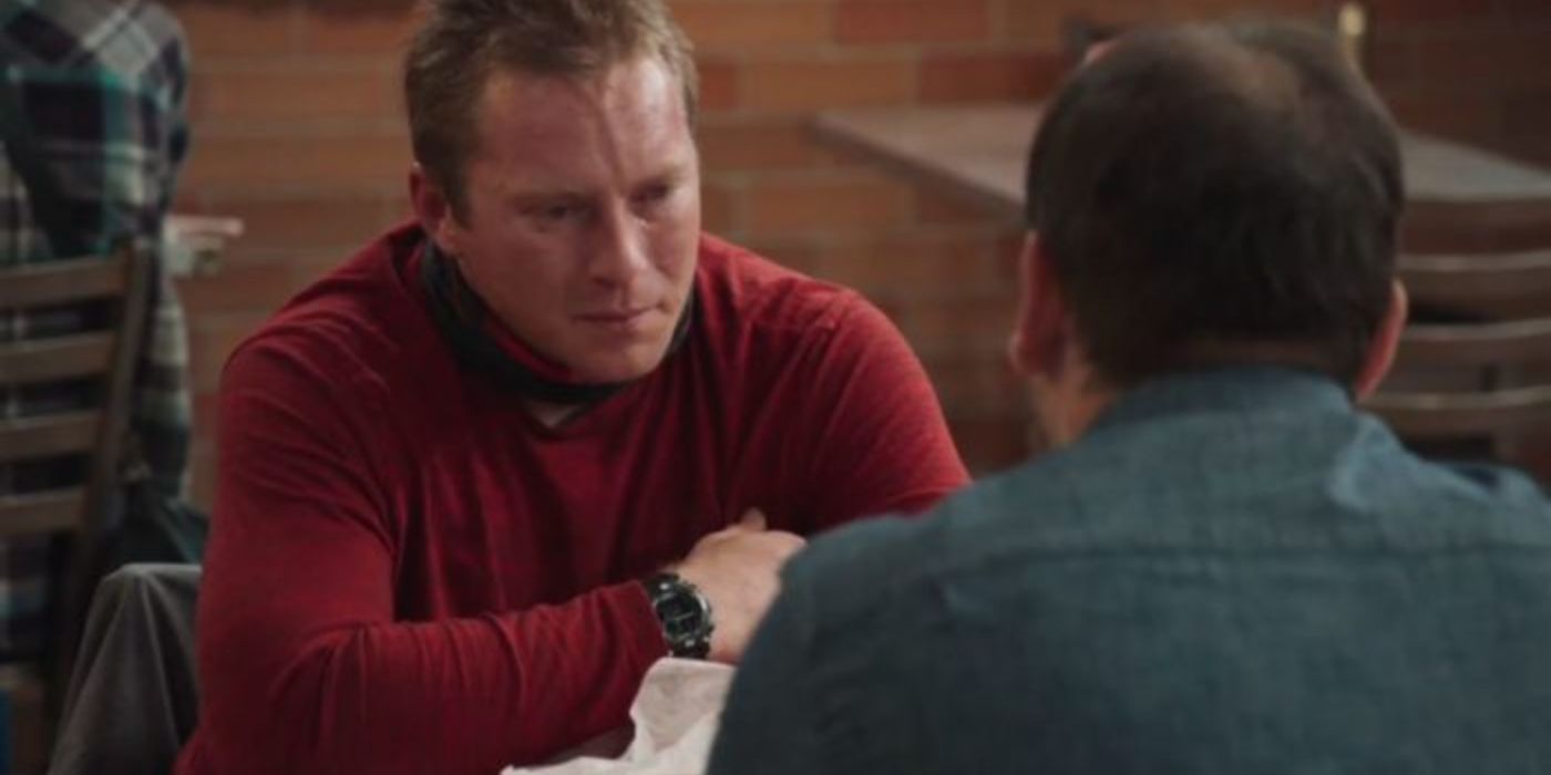 Patrick looking emotional while talking to another man in The Rehearsal - Patrick Wants To Confront His Brother About His Inheritance - Nathan Begins A Secondary Rehearsal Project