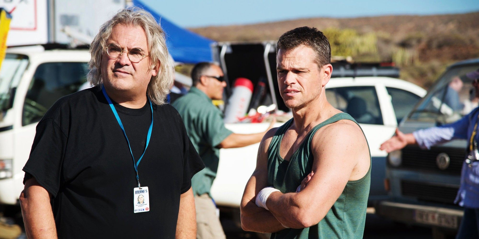 Paul Greengrass and Matt Damon on Jason Bourne set