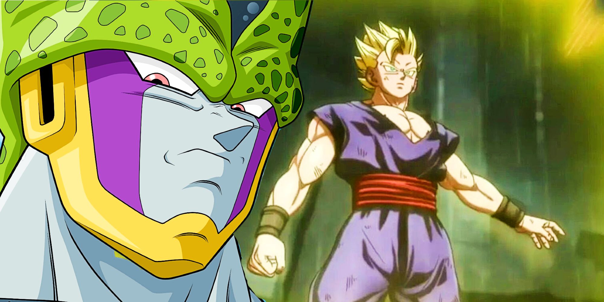 Perfect Cell in Dragon Ball Z and Gohan in Dragon Ball Super Super Hero
