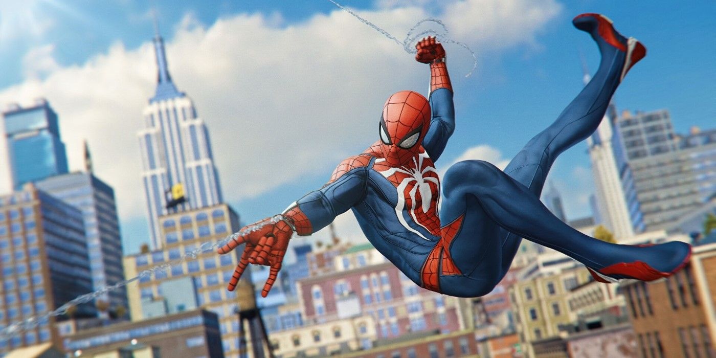 Peter Parker webbing through New York in Marvel's Spider-Man Remastered