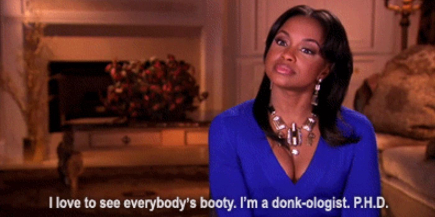 Phaedra in a confessional talking about being a donk-ologist on RHOA