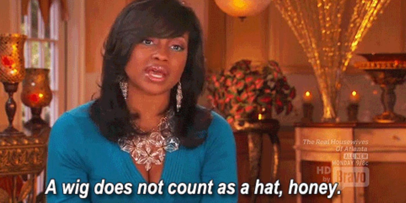 Phaedra talking in a confessional about hats and wigs on RHOA