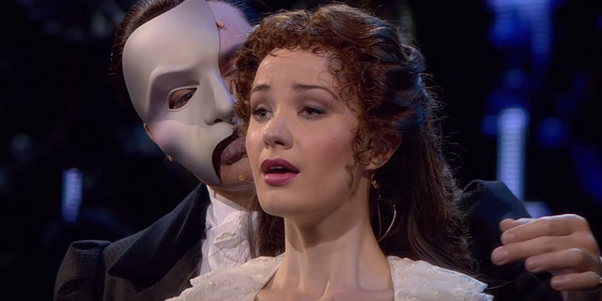 Sierra Boggess looking stunned with Ramin Karimloo in the 2011 Phantom of the Opera at Royal Albert Hall