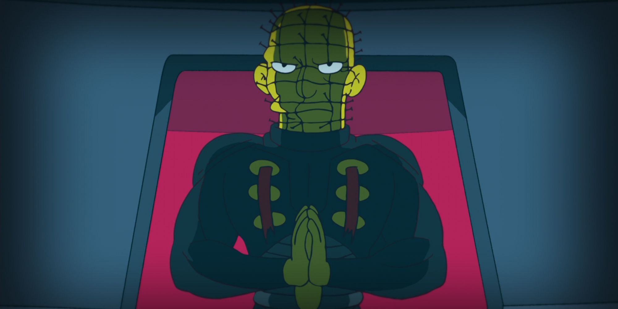 Pinhead appearing to fight Wayne in The Simpsons