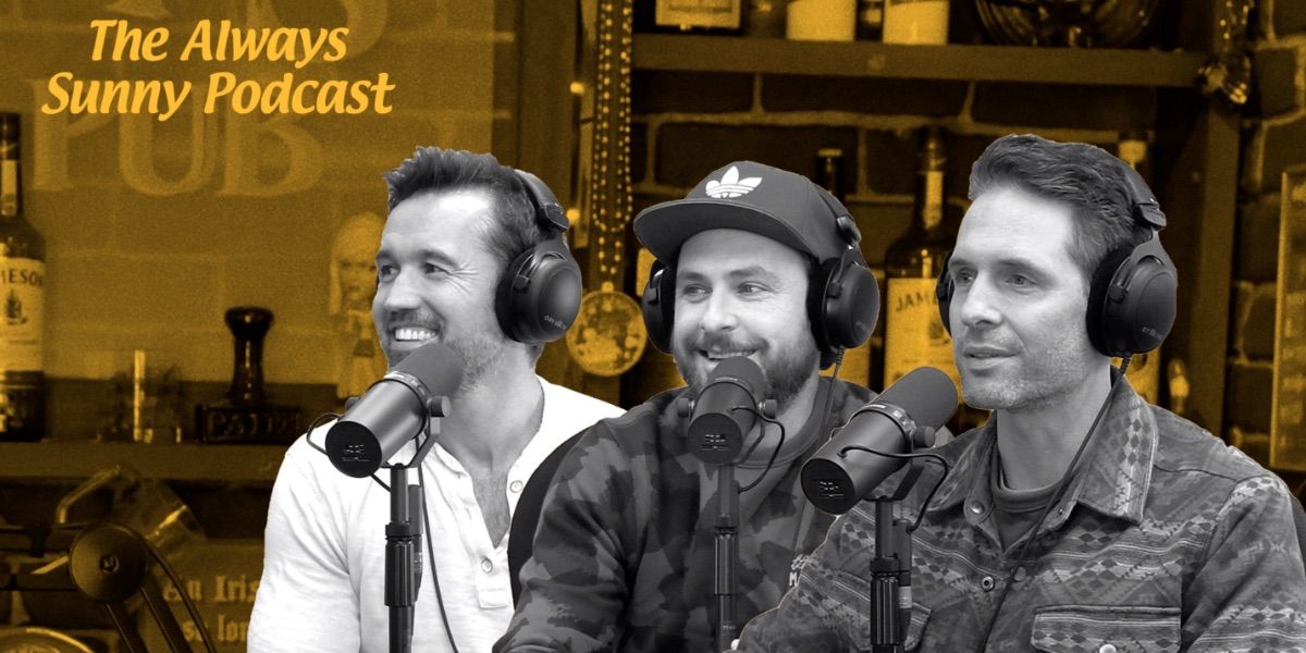 The hosts of the Always Sunny podcast pose for a promo image