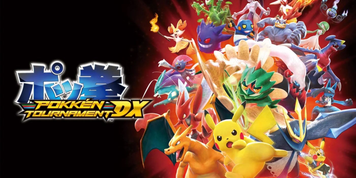 Arte chave do Pokken Tournament DX com uma colagem de Pokémon em poses de ação.