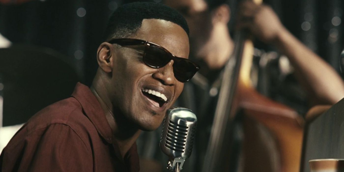 Ray Charles played by Jamie Foxx in his biopic