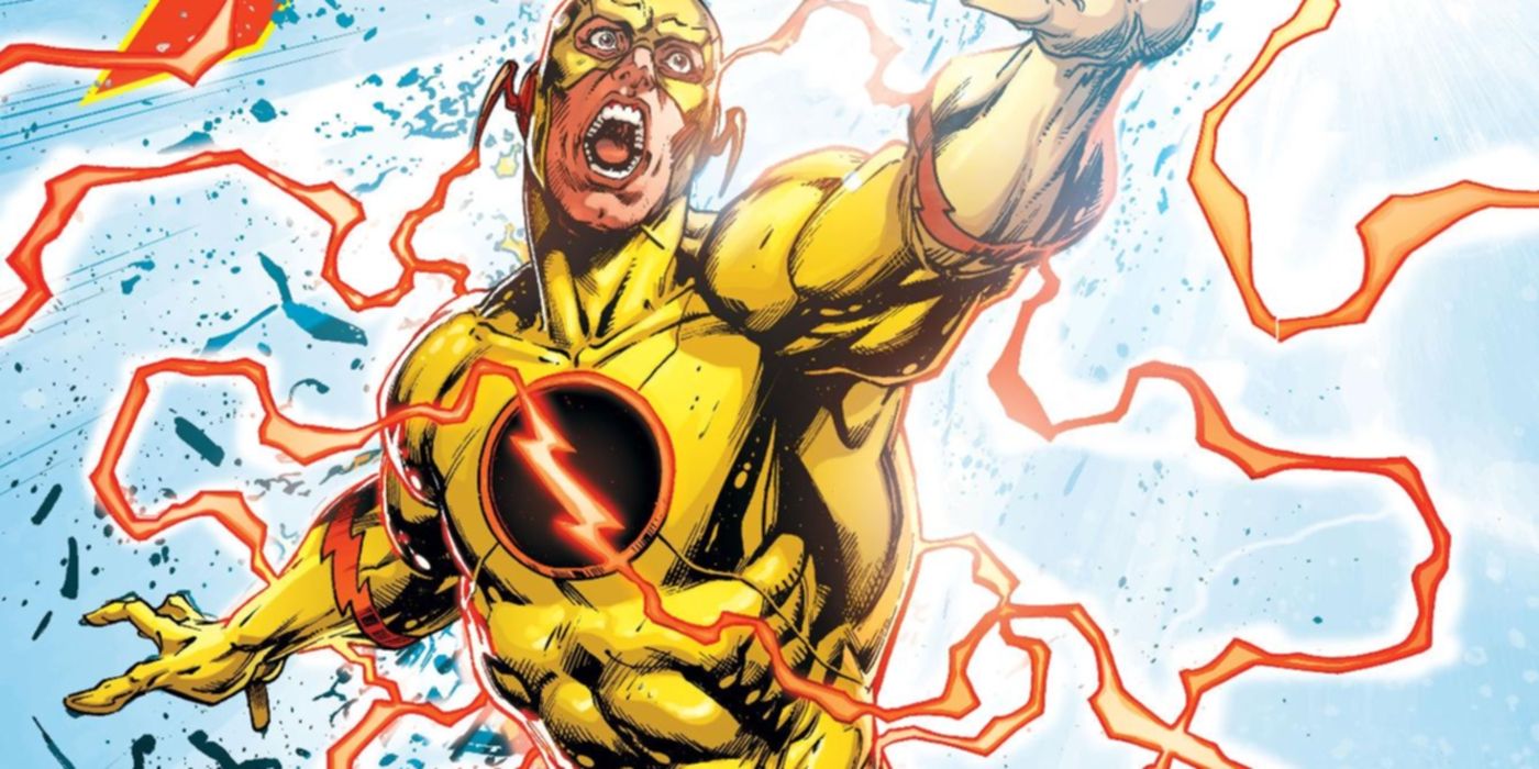 Flash Reverso (Eobard Thawne) usa seus poderes na DC Comics.
