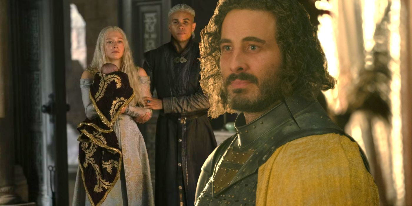 Rhaenyra Targaryen, Laenor Velaryon e Harwin Strong em House of the Dragon